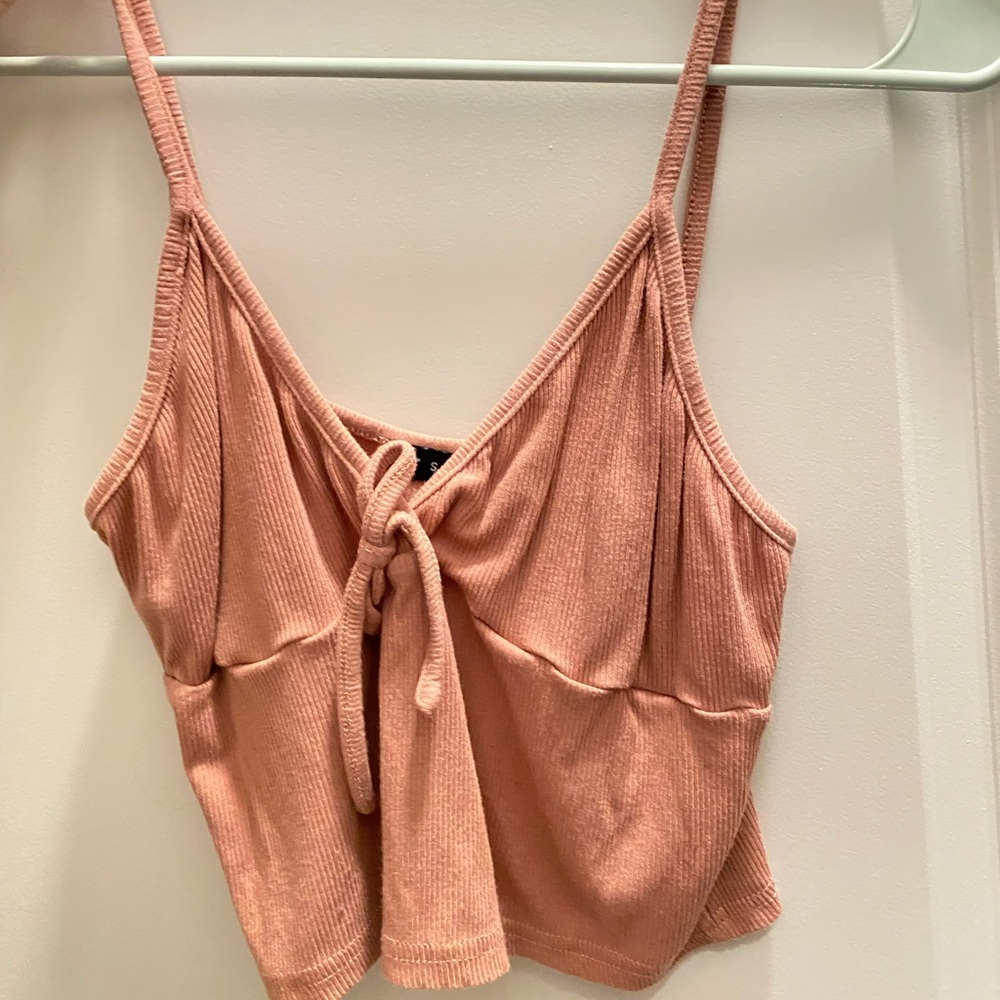 Pink ribbed tank top